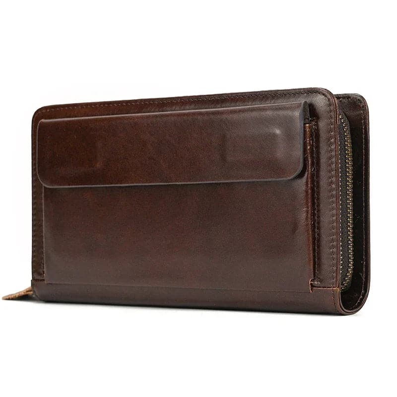 Pochette Cuir Homme Deux Fermetures Eclair Marron 921.jpg