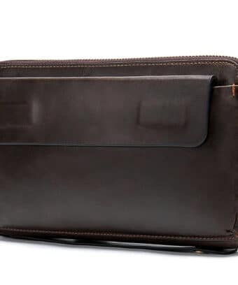 Pochette Cuir Homme Une Fermeture Eclair Marron 972.jpg