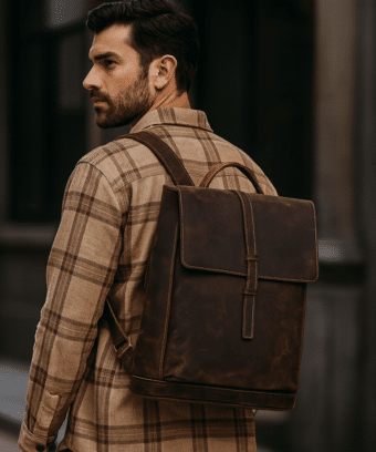 Sac A Dos Homme En Cuir Marron Tendance.png