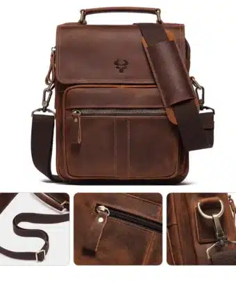 Sacoche cuir pour homme - Marron foncé